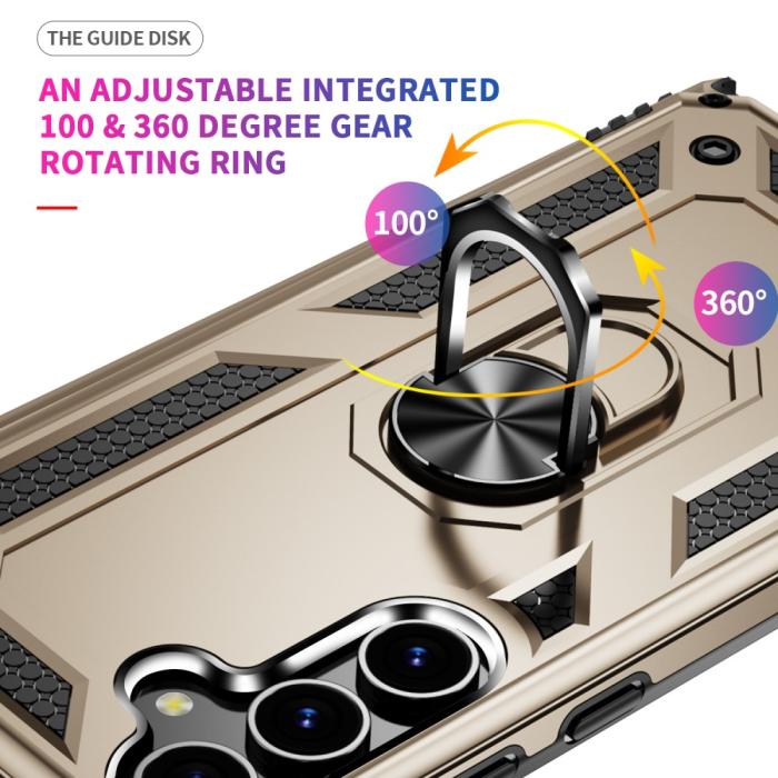Bild 3,  Samsung Galaxy S24 Skal Hybrid Armor Ring Guld - Teknikhallen.se