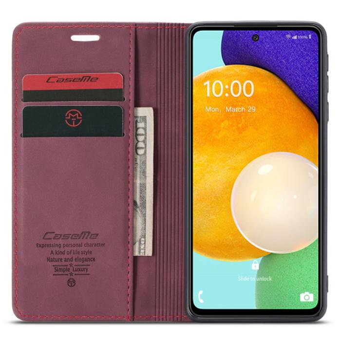 Bild 4, CASEME CASEME Samsung Galaxy A53 5G Fodral Retro Läder Röd - Teknikhallen.se