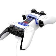 iPega iPega LED Laddstation F&ouml;r 2x PS5 DualSense Handkontroller Vit - Teknikhallen.se