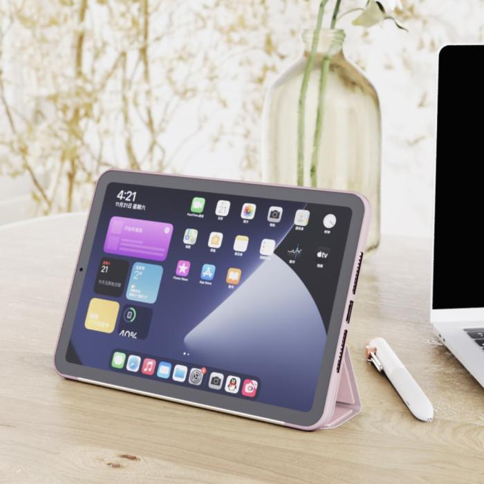 Bild 2,  iPad Mini 2024/2021 Fodral Slim Tri-Fold Ljus Rosa - Teknikhallen.se