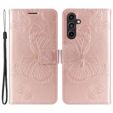  Samsung Galaxy A15 5G Fodral Fj&auml;ril Tryck Ros&eacute;guld - Teknikhallen.se