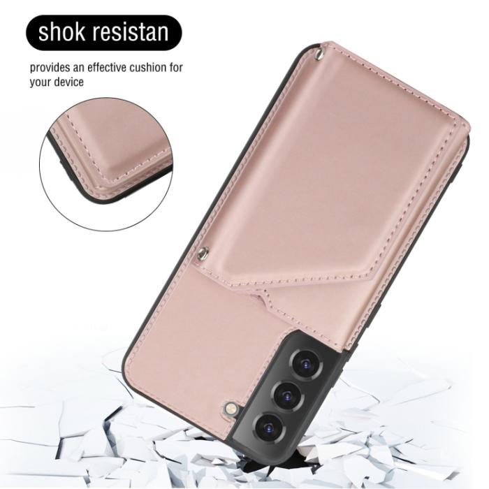 Bild 3,  Samsung Galaxy S22 Skal Skin Touch Med Kortfack Roséguld - Teknikhallen.se