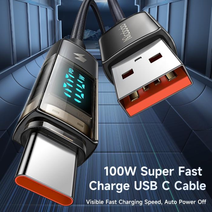 Bild 2, MCDODO Mcdodo 1.2m 100W 6A USB-C Auto Off Kabel Svart - Teknikhallen.se