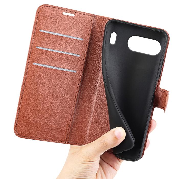 Bild 4,  OnePlus Nord 4 Fodral Litchi Läder Brun - Teknikhallen.se
