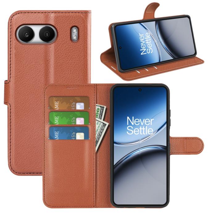 Bild 5,  OnePlus Nord 4 Fodral Litchi Läder Brun - Teknikhallen.se