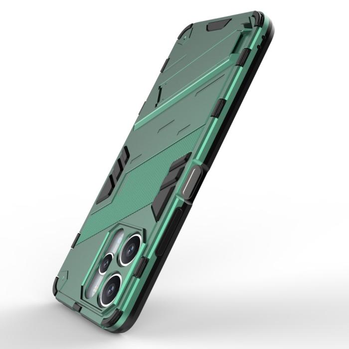 Bild 4,  Xiaomi Redmi 12 5G/4G Skal Kickstand Hybrid Armor Grön - Teknikhallen.se