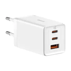 BASEUS Baseus 65W GaN5 Pro V&auml;ggladdare 2x USB-C 1x USB-A Vit - Teknikhallen.se