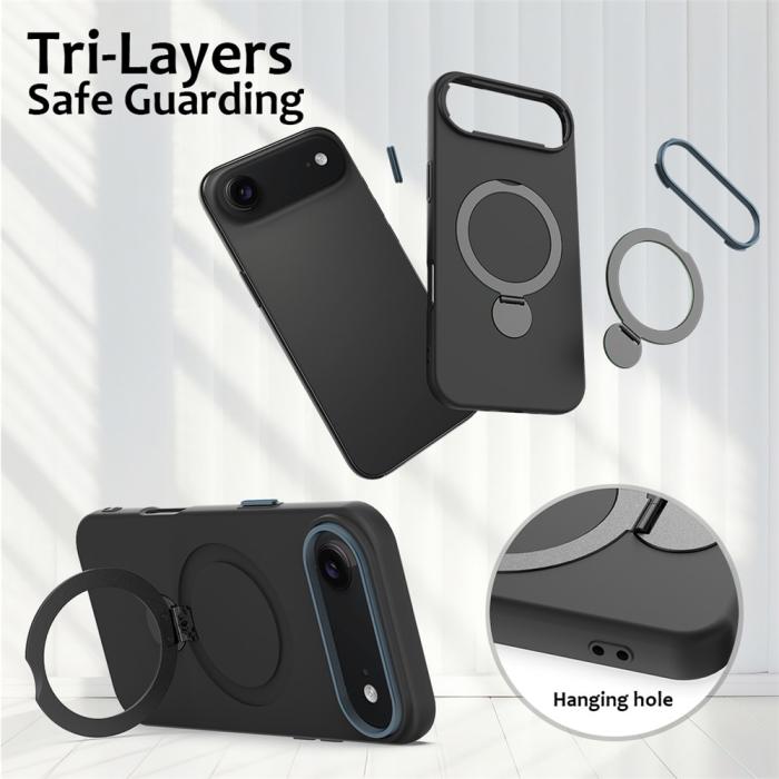 Bild 6,  iPhone Air Skal MagSafe Kickstand Hybrid Svart - Teknikhallen.se