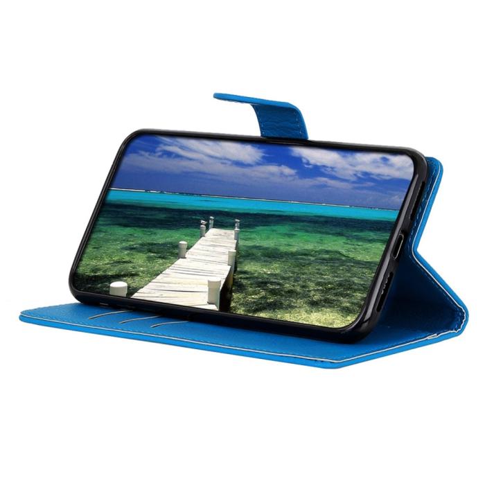 Bild 3,  Samsung Galaxy A16 Fodral Litchi Läder Blå - Teknikhallen.se