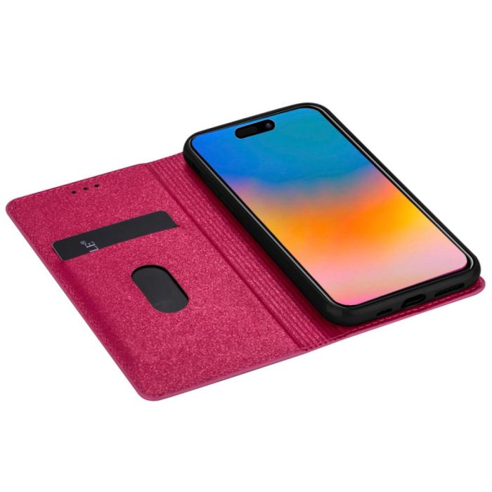 Bild 3,  iPhone 15 Plus Fodral Flip Glitter Rosa - Teknikhallen.se