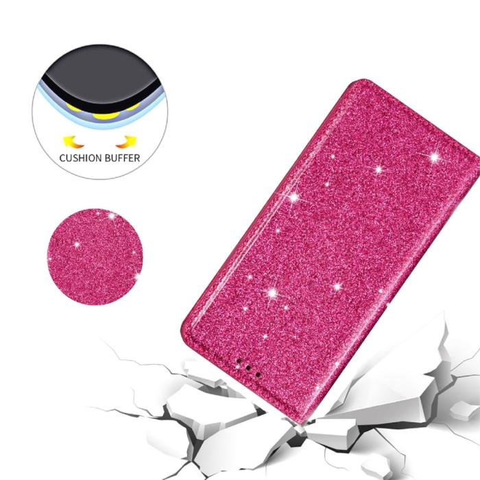 Bild 4,  iPhone 15 Plus Fodral Flip Glitter Rosa - Teknikhallen.se