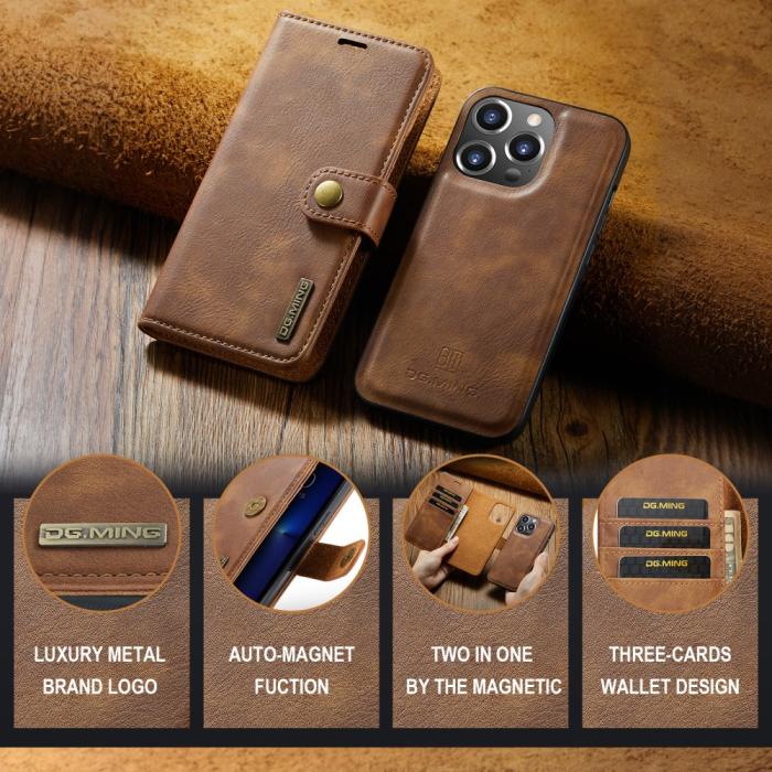 Bild 6, DG.MING DG.MING iPhone 16 Pro Fodral 2in1 Magnet Brun - Teknikhallen.se