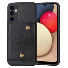  Galaxy A35 5G Skal L&auml;der Med Kortfack Och Magnet Svart - Teknikhallen.se