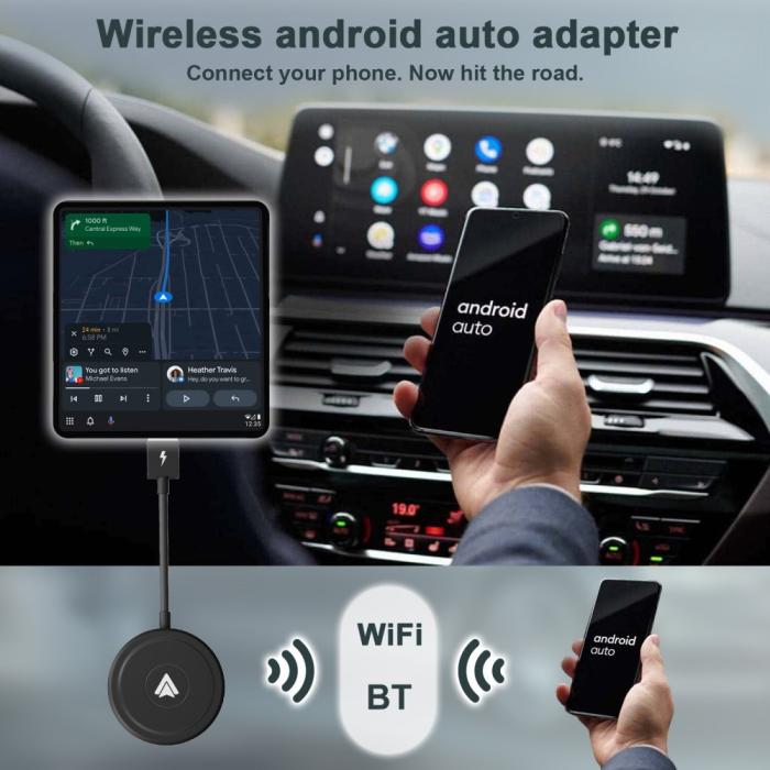 Bild 4,  Trådlös Bluetooth Android Auto Adapter Svart - Teknikhallen.se
