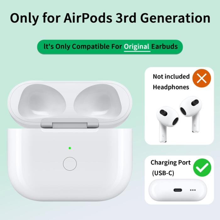 Bild 3,  AirPods 3 Trådlöst Laddningsfodral USB-C - Teknikhallen.se