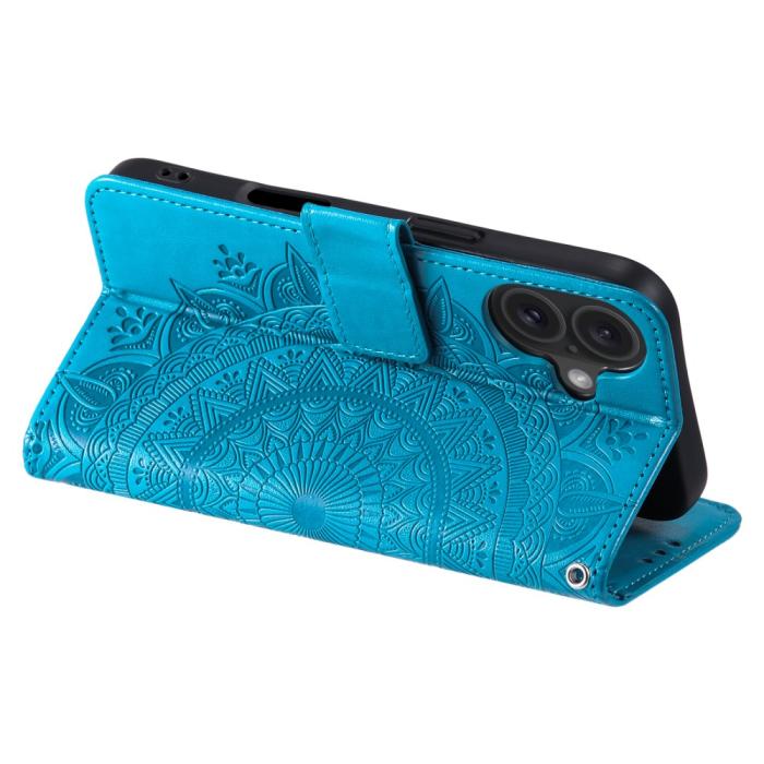 Bild 4,  iPhone 16 Fodral Mandala Läder Blå - Teknikhallen.se