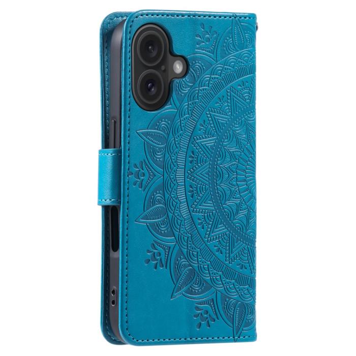 Bild 6,  iPhone 16 Fodral Mandala Läder Blå - Teknikhallen.se