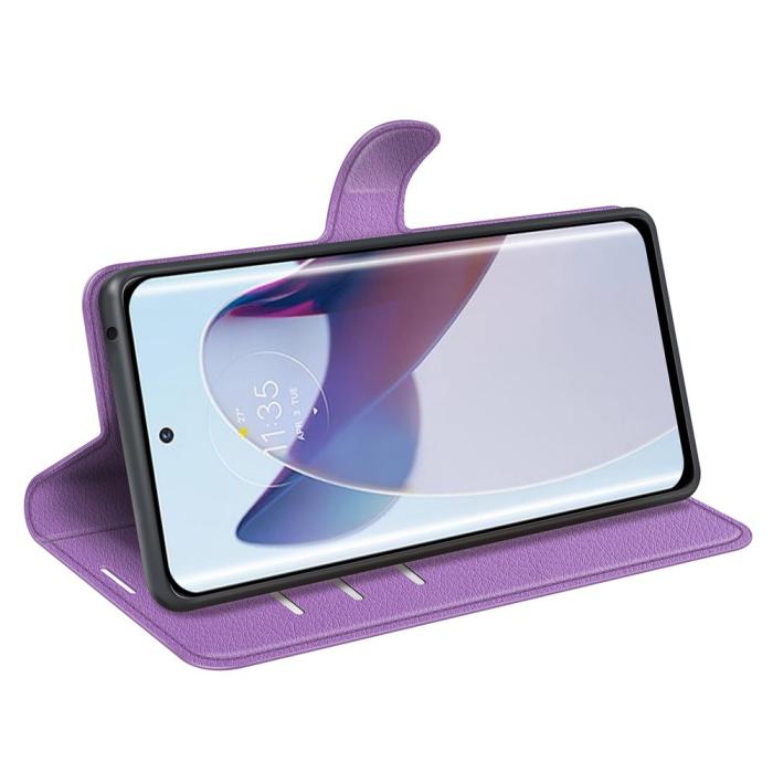 Bild 3,  Motorola Edge 30 Ultra 5G Fodral Litchi Läder Lila - Teknikhallen.se