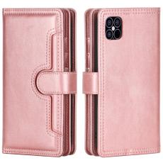  iPhone 13 Pro Max - Multifunktionellt Flerkort L&auml;der Fodral - Ros&eacute;guld - Teknikhallen.se