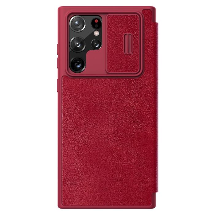 Bild 3, NILLKIN NILLKIN Samsung Galaxy S22 Ultra Fodral Qin Series Röd - Teknikhallen.se