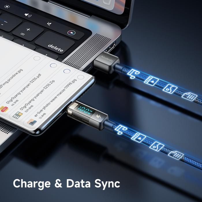 Bild 6, MCDODO Mcdodo 1.2m 100W 6A USB-C Auto Off Kabel Svart - Teknikhallen.se