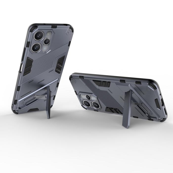 Bild 3,  Xiaomi Redmi 12 5G/4G Skal Kickstand Hybrid Armor Grå - Teknikhallen.se