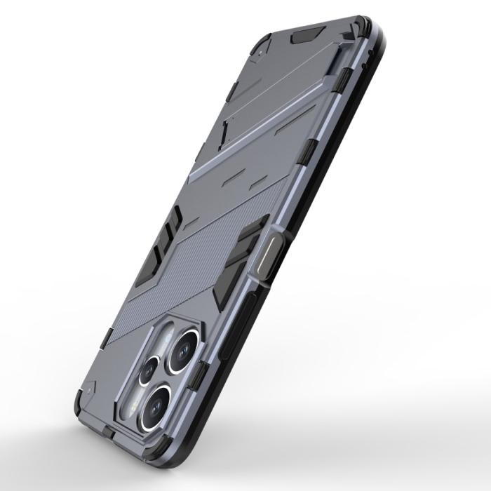 Bild 4,  Xiaomi Redmi 12 5G/4G Skal Kickstand Hybrid Armor Grå - Teknikhallen.se