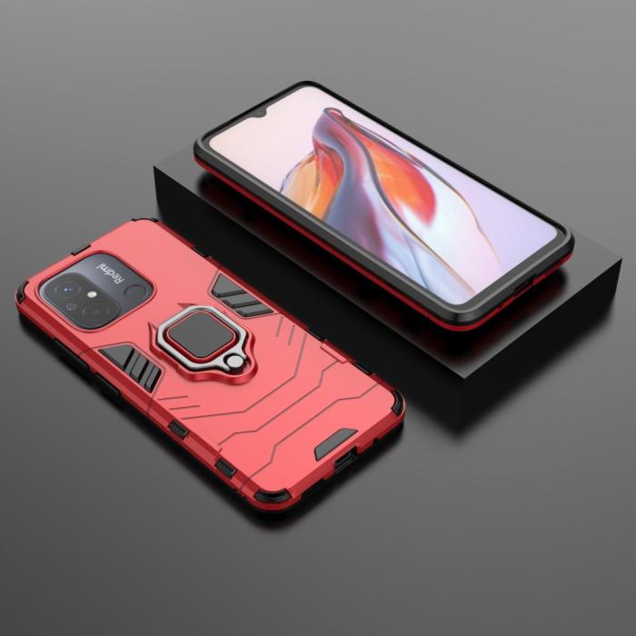 Bild 5,  Xiaomi Redmi 12C 4G Skal Ring Hybrid Armor Röd - Teknikhallen.se
