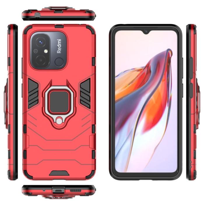 Bild 6,  Xiaomi Redmi 12C 4G Skal Ring Hybrid Armor Röd - Teknikhallen.se