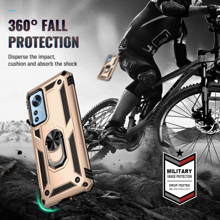 Bild 6,  Xiaomi 12 Pro Skal Ring Hybrid Armor Guld - Teknikhallen.se