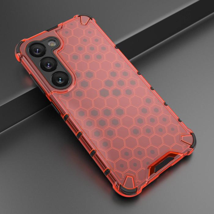 Bild 2,  Samsung Galaxy S23 Skal Shockproof Honeycomb Textur Röd - Teknikhallen.se