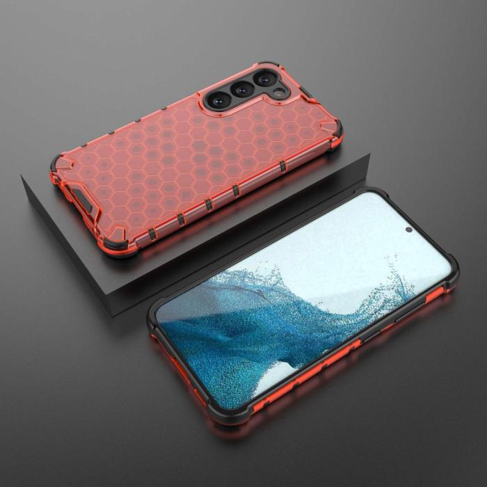 Bild 3,  Samsung Galaxy S23 Skal Shockproof Honeycomb Textur Röd - Teknikhallen.se