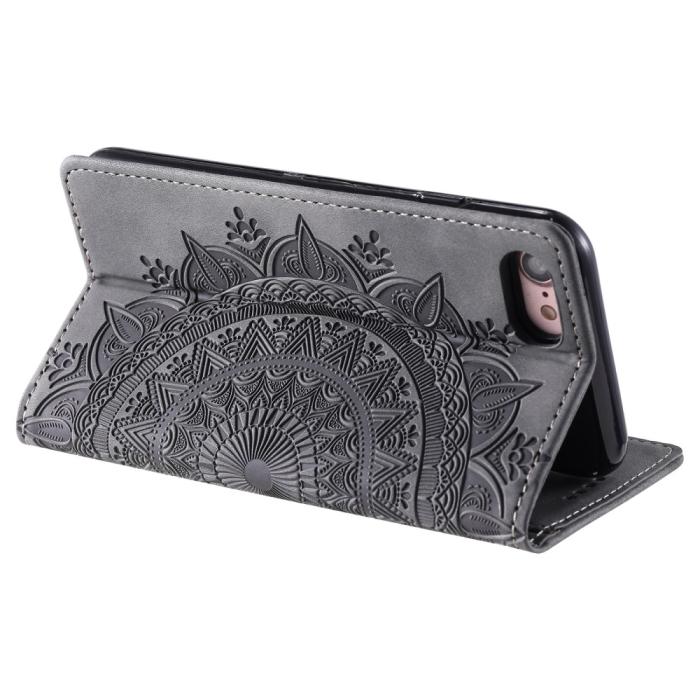 Bild 3,  iPhone 17e / 16e Fodral Flip Mandala Läder Grå - Teknikhallen.se