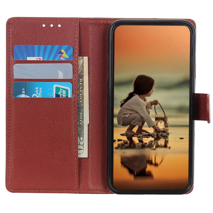 Bild 2,  Samsung Galaxy A16 Fodral Litchi Läder Brun - Teknikhallen.se