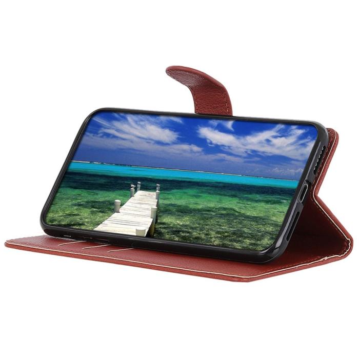 Bild 3,  Samsung Galaxy A16 Fodral Litchi Läder Brun - Teknikhallen.se