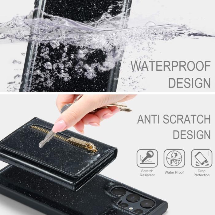 Bild 6, DG.MING DG.MING Galaxy S24 Ultra Skal Magnetisk Plånbok Glitter Svart - Teknikhallen.se