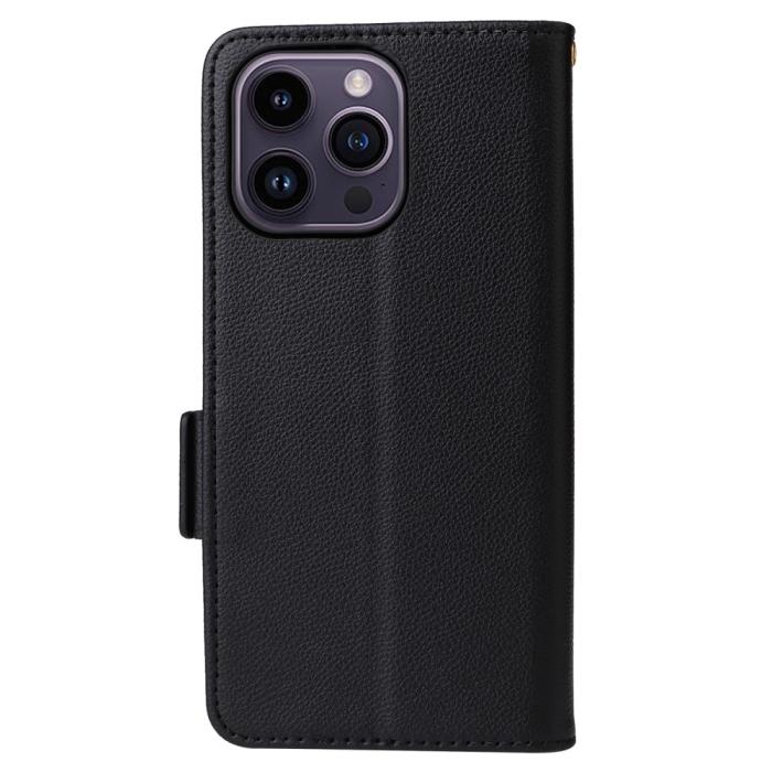 Bild 6,  iPhone 15 Plus Fodral Litchi Textur Med Snodd Svart - Teknikhallen.se