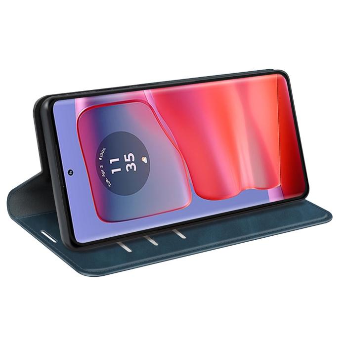 Bild 3,  Motorola Edge 50 Pro 5G Retro Läder Flip Fodral Blå - Teknikhallen.se