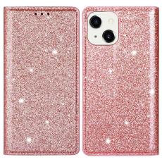  iPhone 15 Plus Fodral Flip Glitter Ros&eacute;guld - Teknikhallen.se