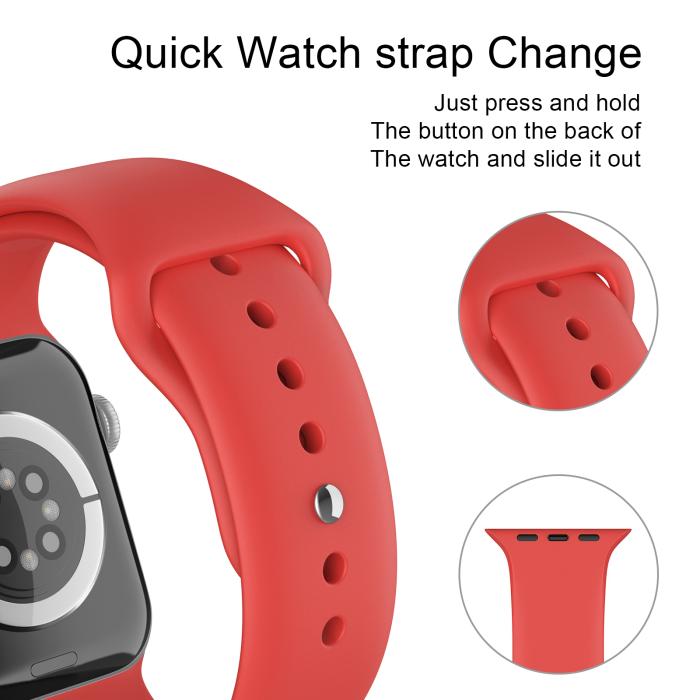 Bild 4, ColorPop Apple Watch 38/40/41/42 mm Silikon Armband (M/L) Röd - Teknikhallen.se