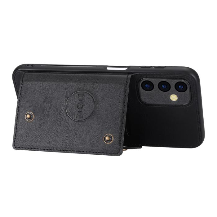 Bild 3,  Galaxy A35 5G Skal Läder Med Kortfack Och Magnet Svart - Teknikhallen.se