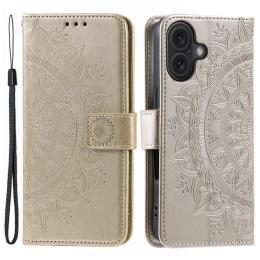  iPhone 16 Fodral Mandala Läder Guld - Teknikhallen.se