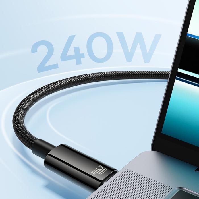 Bild 3, BASEUS Baseus 3m 240W USB-C - USB-C Kabel Tungsten Gold Series Svart - Teknikhallen.se