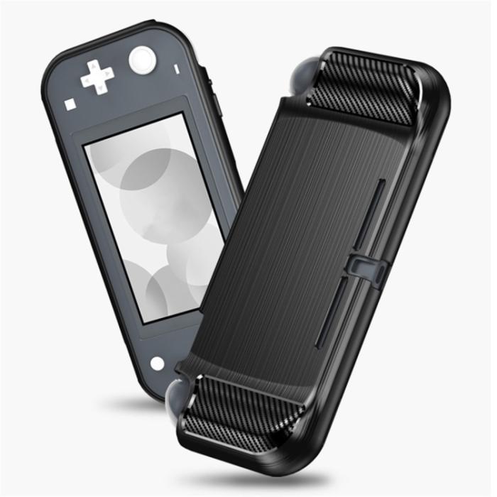 Bild 2,  Nintendo Switch Lite Skal Kolfibertextur TPU Svart - Teknikhallen.se