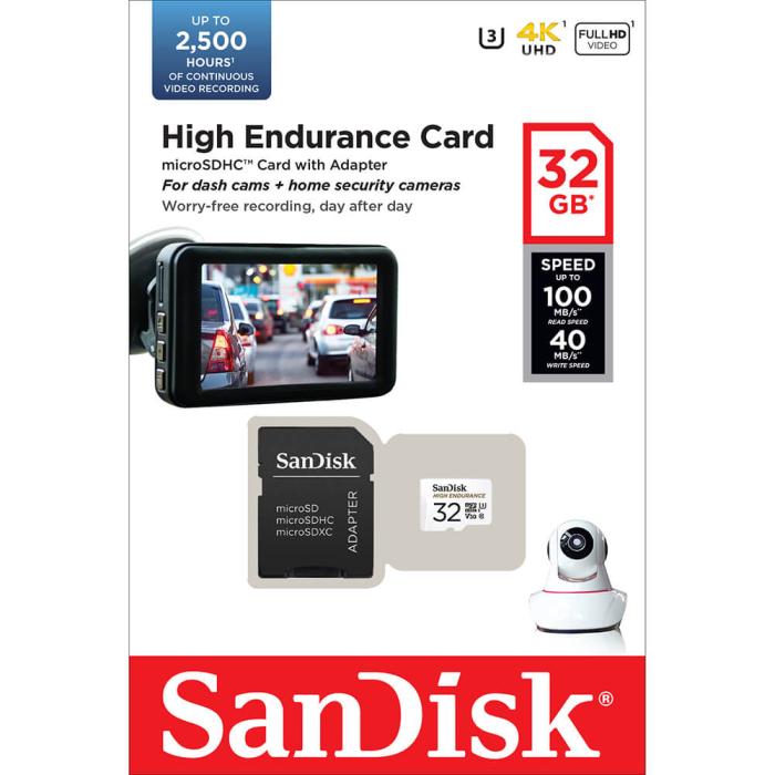Bild 2, SanDisk SanDisk MicroSDHC 32 GB High Endurance med adapter - Teknikhallen.se