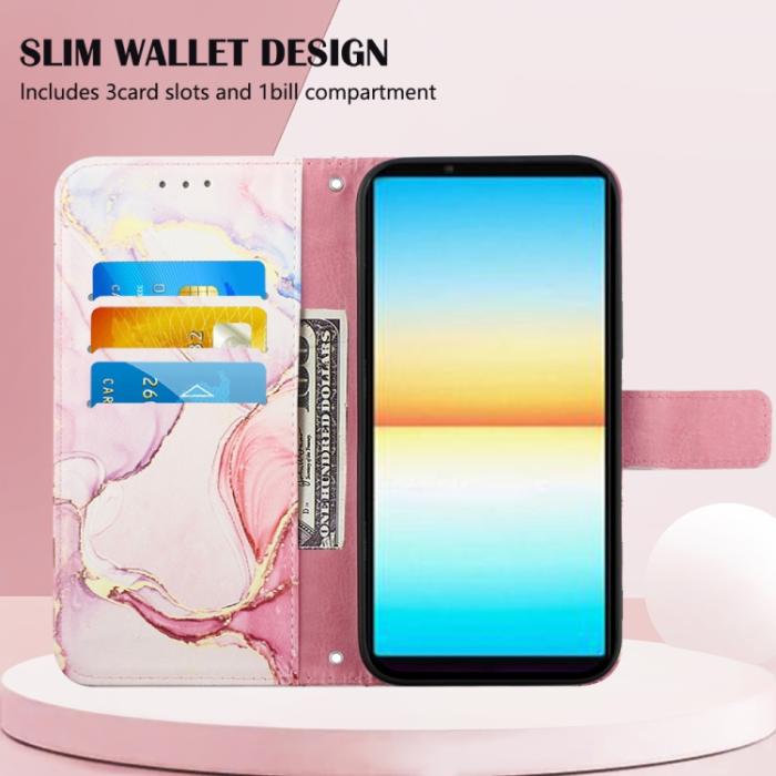 Bild 3,  Sony Xperia 10 IV Fodral Marmor Rosa/Guld - Teknikhallen.se