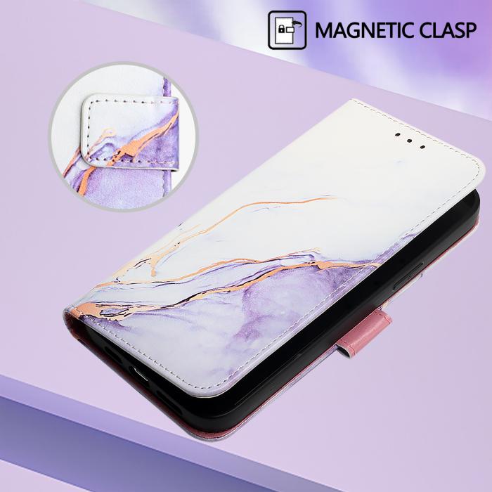 Bild 6,  OnePlus 15 Fodral Läder Marmor Vit / Lila - Teknikhallen.se