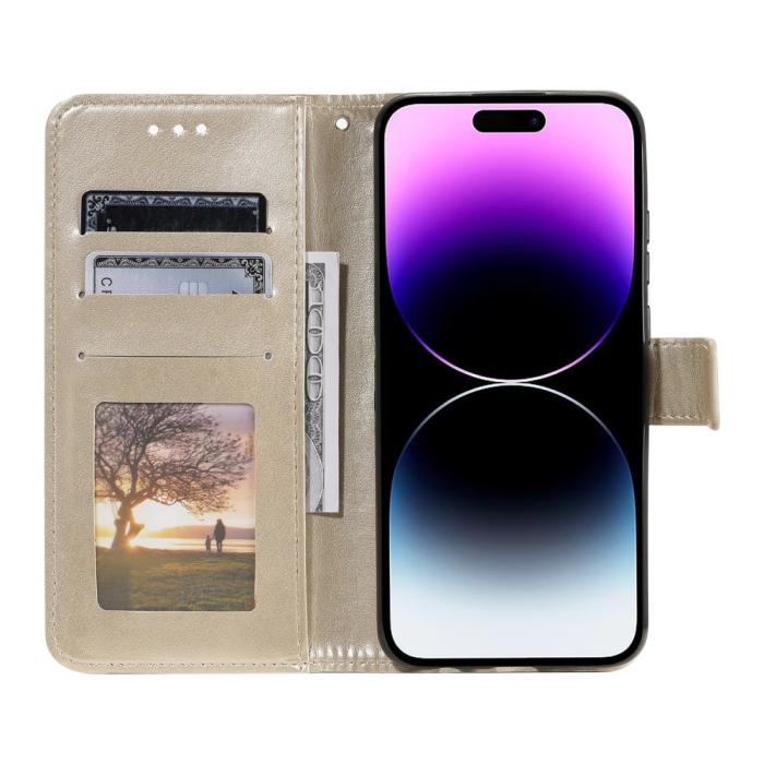 Bild 2,  iPhone 16 Fodral Mandala Läder Guld - Teknikhallen.se
