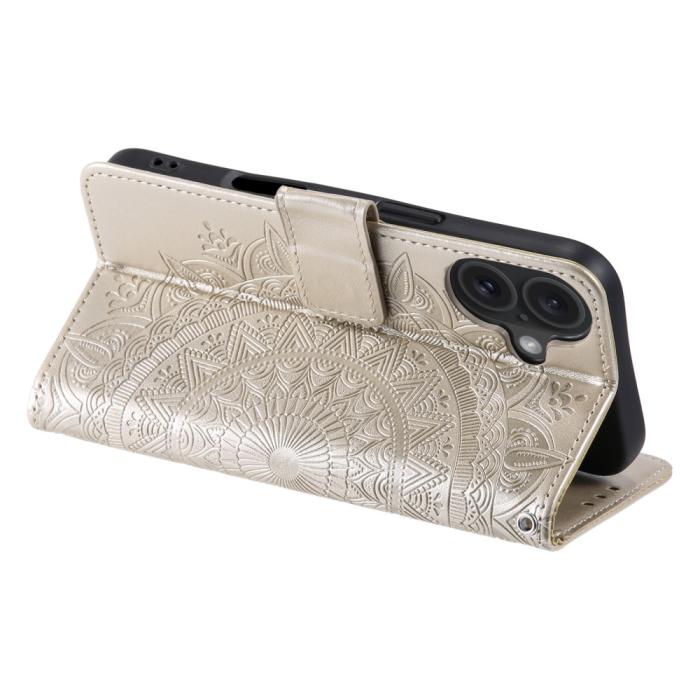 Bild 4,  iPhone 16 Fodral Mandala Läder Guld - Teknikhallen.se