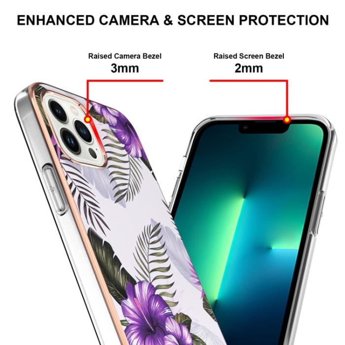 Bild 2,  iPhone 15 Pro Skal Med Tryck Lila Blommor - Teknikhallen.se